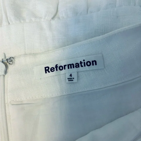 Reformation White Linen Ruffle Edge Midi Skirt - Picture 5 of 7
